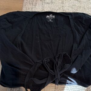 Hollister Baby Tee Short Sleeve Black Tie Cardigan